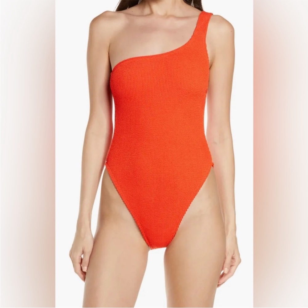 Good American Always Fits One-Shoulder One Piece Swimsuit In Bright Poppy